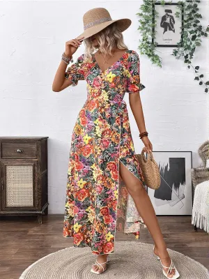 Multi High Slit  Maxi Dress