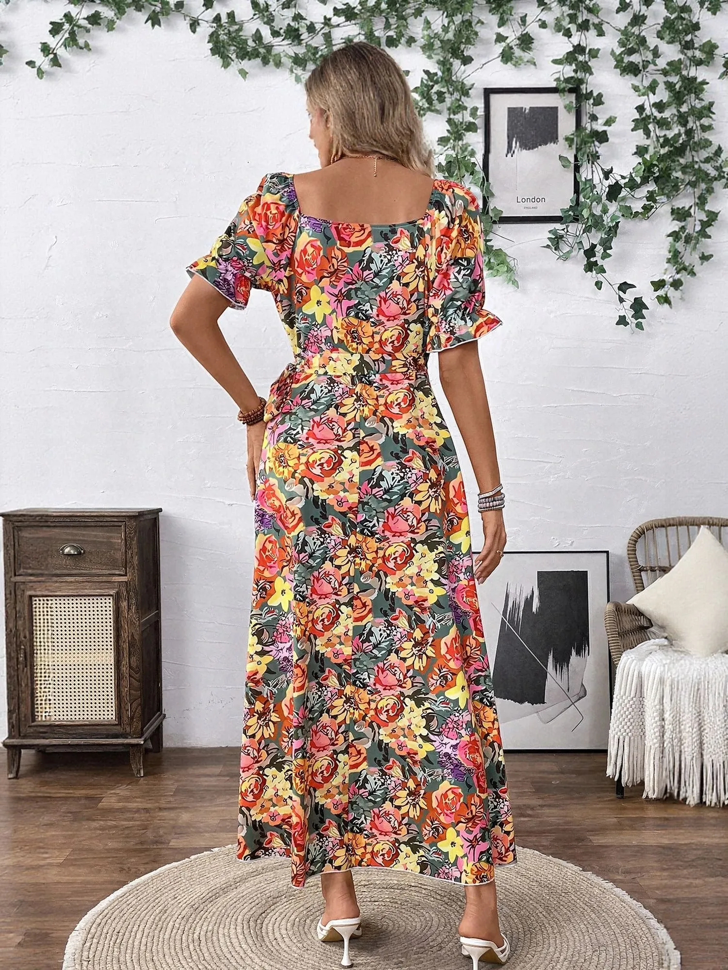 Multi High Slit  Maxi Dress