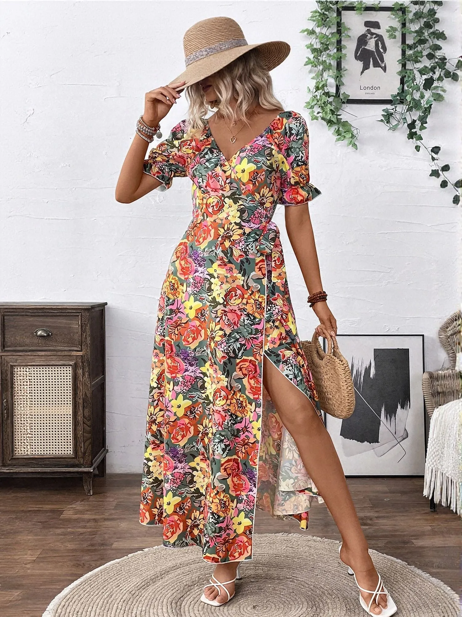 Multi High Slit  Maxi Dress
