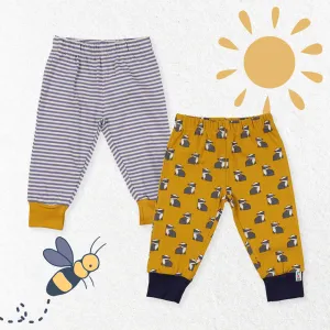 Multicoloured Badger And Stripe Print Leggings - 2 Pack