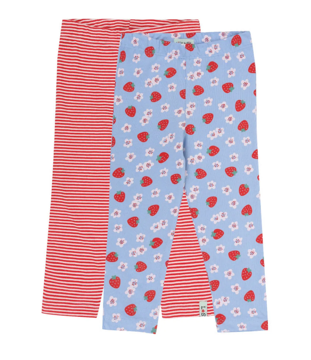 Multicoloured Strawberry and Stripe Print Leggings -2 Pack