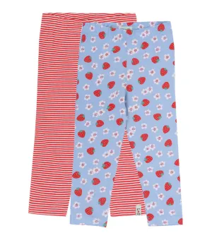 Multicoloured Strawberry and Stripe Print Leggings -2 Pack