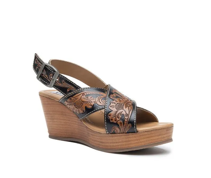 Myra Flower Ridge Hand Tooled Sandals