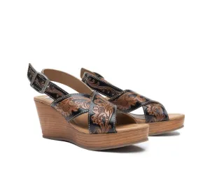 Myra Flower Ridge Hand Tooled Sandals