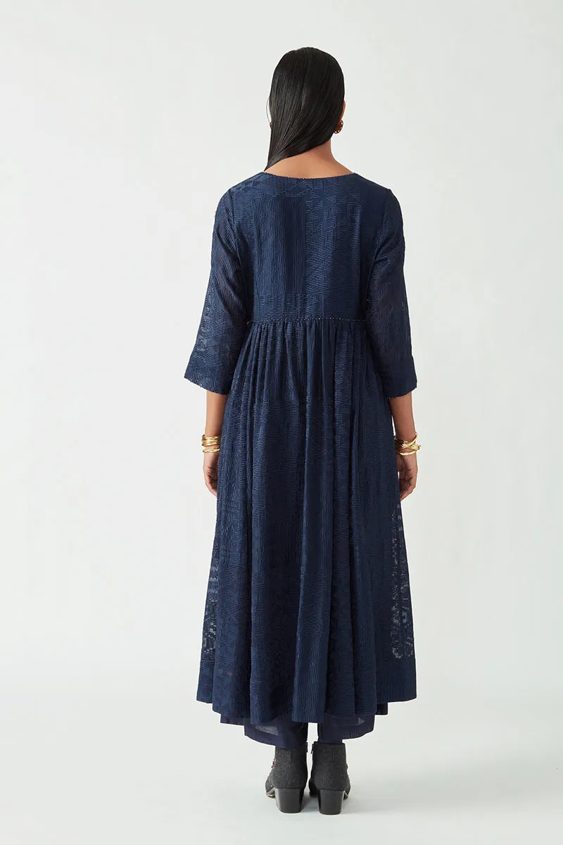 Navy Maceo Embroidered Kurta With Pant