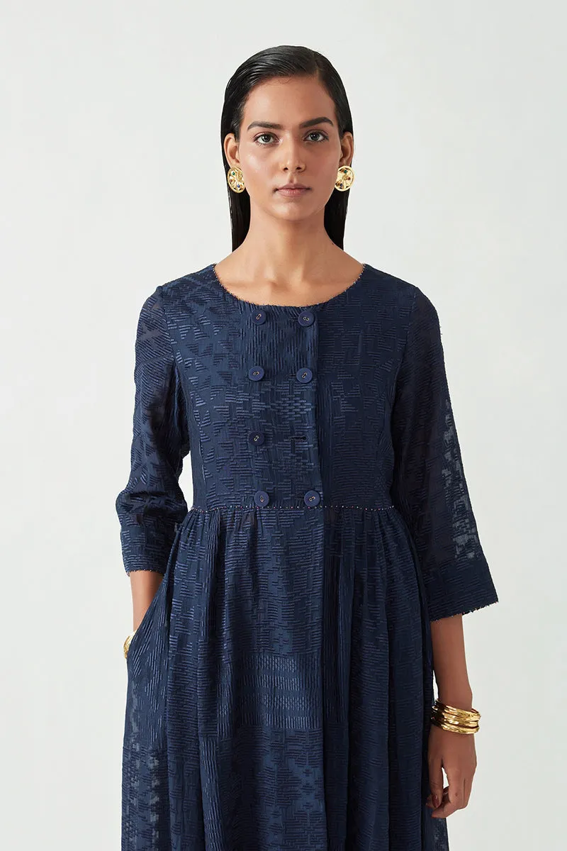 Navy Maceo Embroidered Kurta With Pant