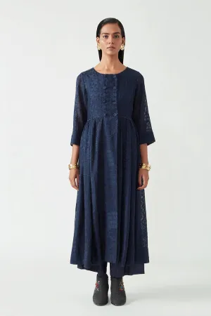 Navy Maceo Embroidered Kurta With Pant