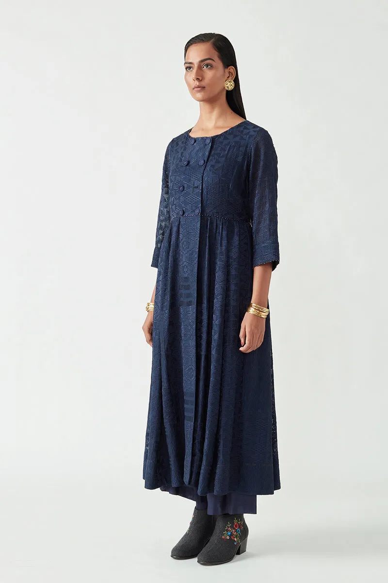 Navy Maceo Embroidered Kurta With Pant