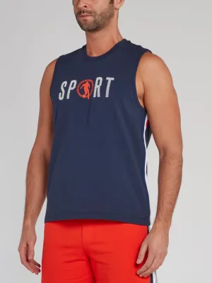 Navy Sport Logo Tank Top