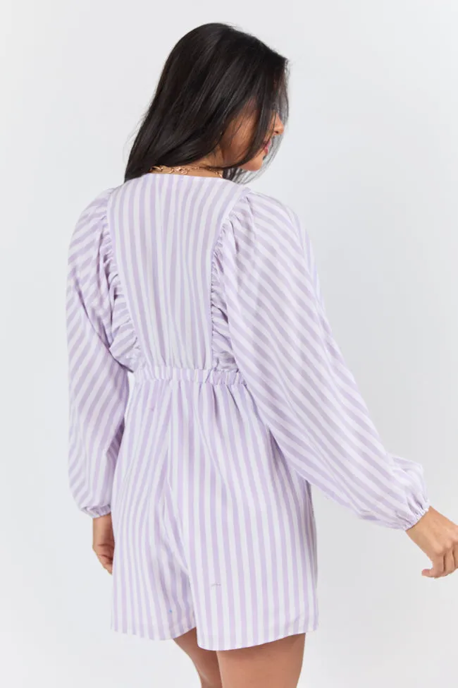 New Adventures Lilac Striped V-neck Romper