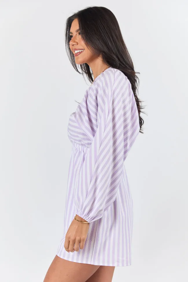 New Adventures Lilac Striped V-neck Romper