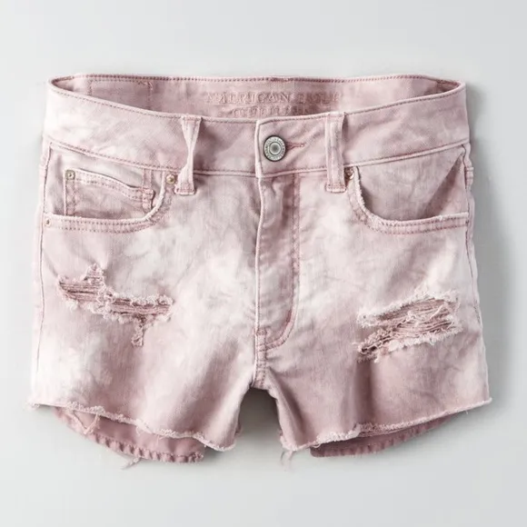 New American Eagle Distressed Hi-Rise Shortie Shorts - 12