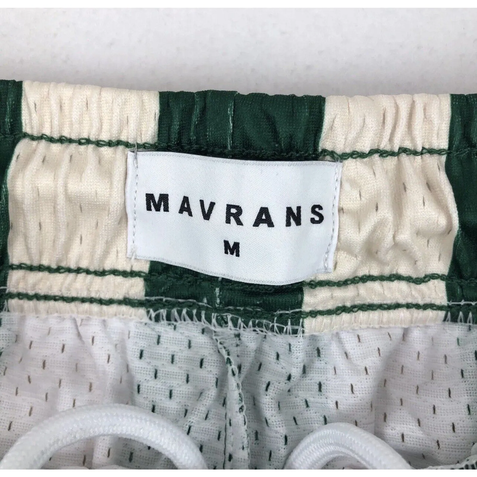 NEW Mavrans Men’s Panther Mesh Shorts – Green & White Striped (Size M, $89)