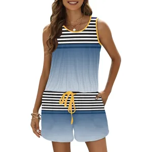 Ombre Striped Vest Romper
