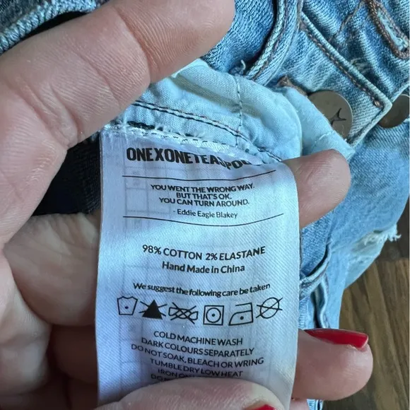 One Teaspoon Harlets High Rise Distressed Button Fly Shorts