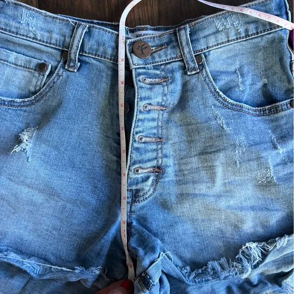 One Teaspoon Harlets High Rise Distressed Button Fly Shorts