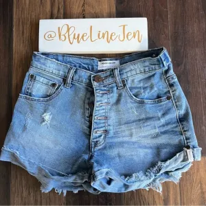 One Teaspoon Harlets High Rise Distressed Button Fly Shorts