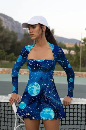 Orbital Grace – Planet Earth Long Sleeve Dress