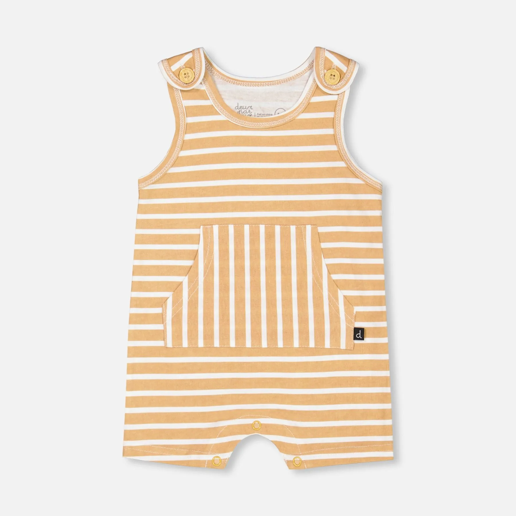 Organic Cotton Onesie   Shortall Set, Sand Stripe