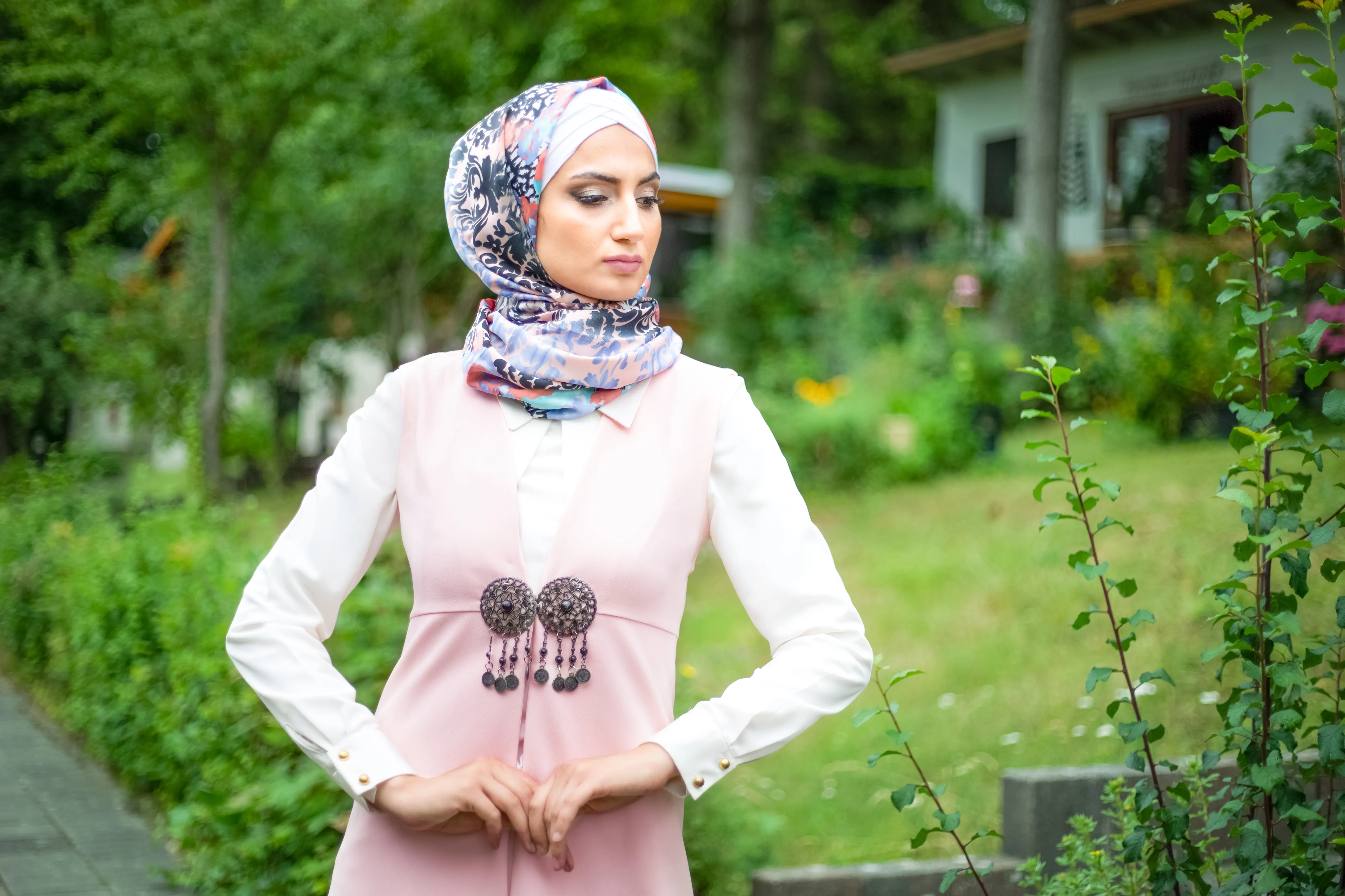Ottoman-Style Long Vest | Pudra Color