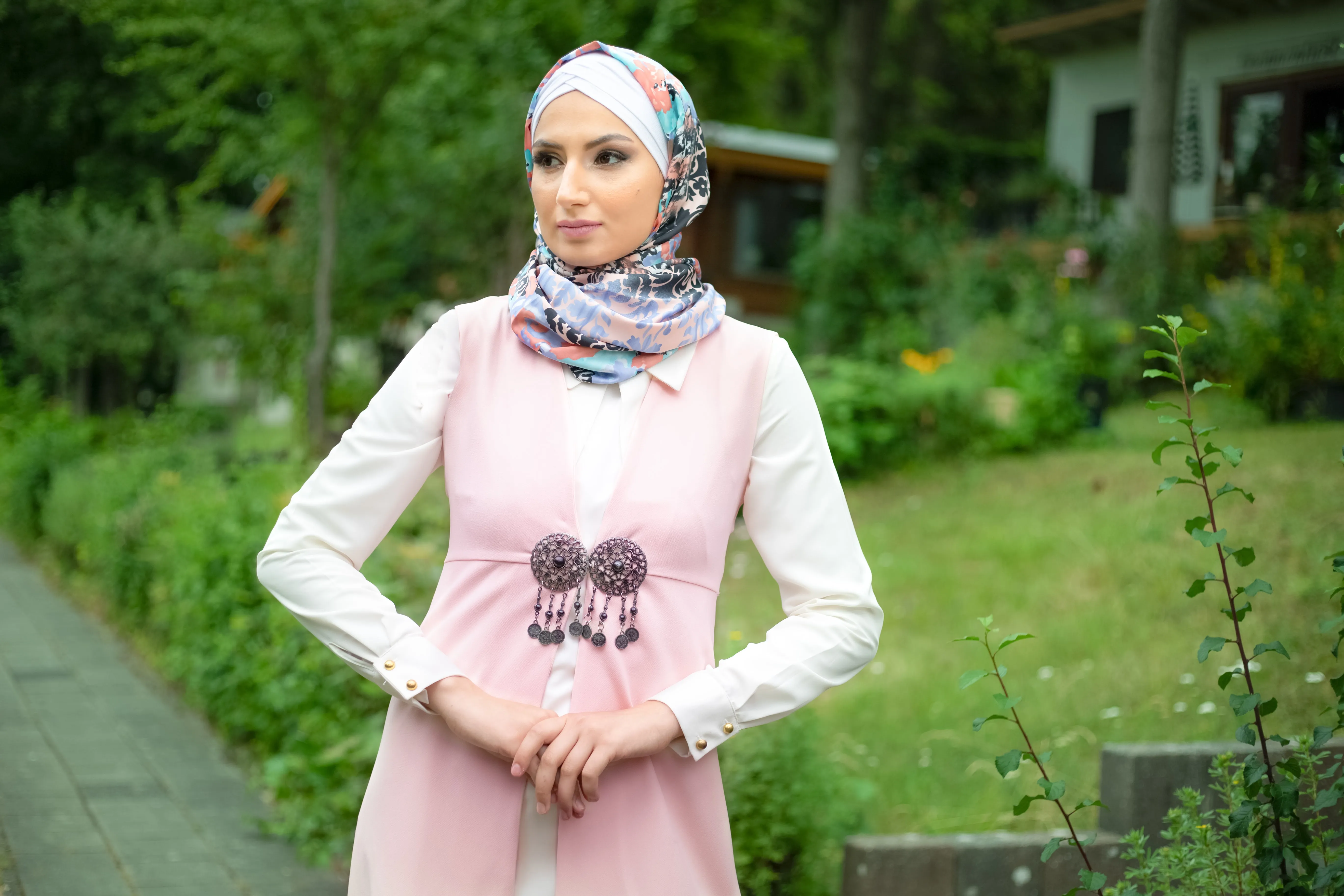 Ottoman-Style Long Vest | Pudra Color