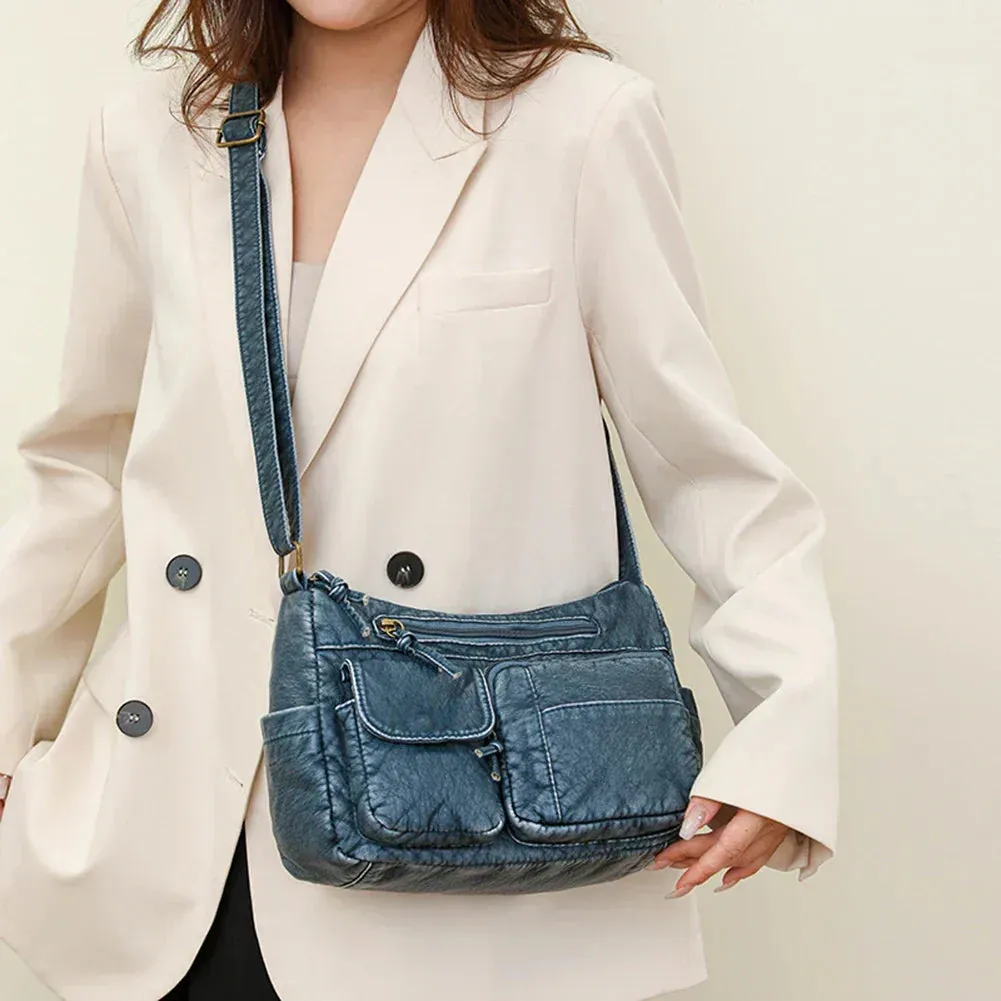 Paulina® | Vintage leather shoulder bag with multiple compartments