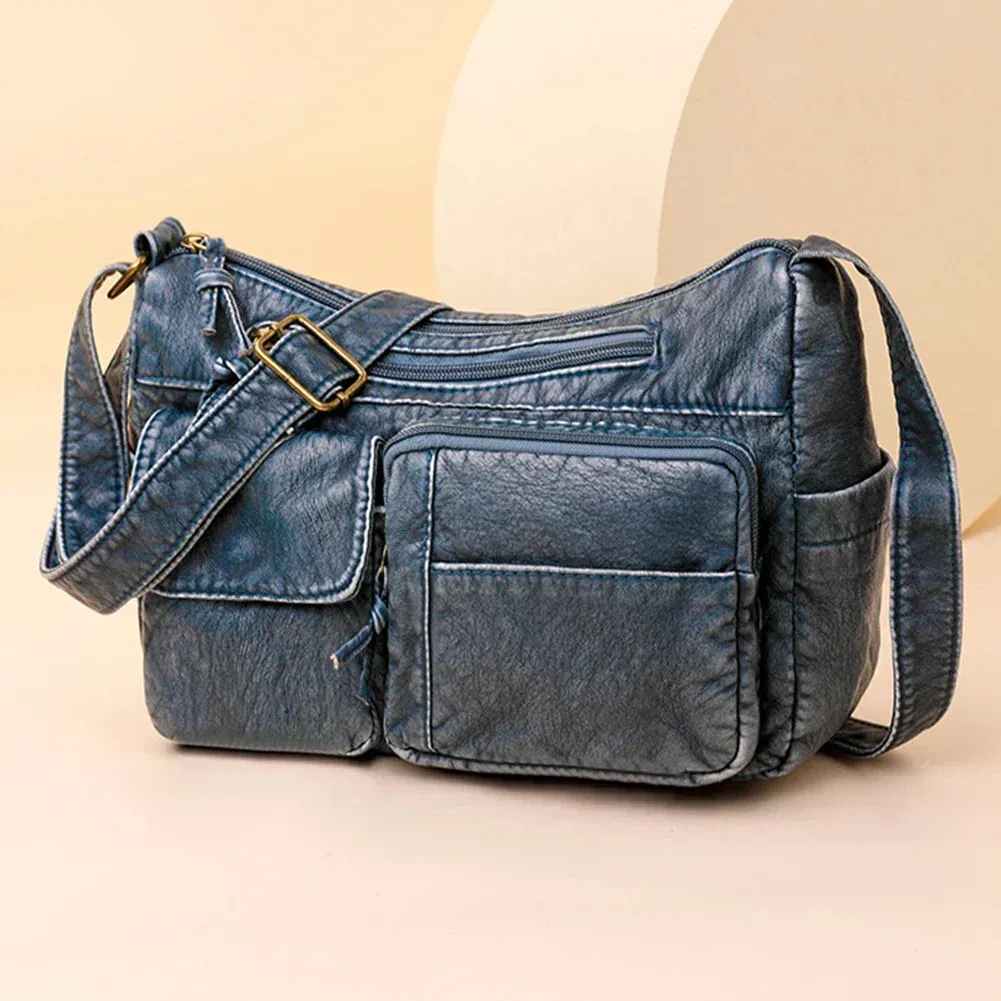 Paulina® | Vintage leather shoulder bag with multiple compartments