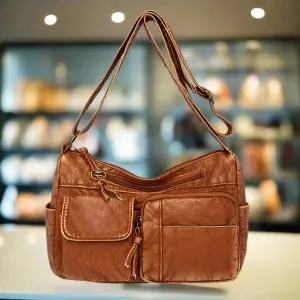 Paulina® | Vintage leather shoulder bag with multiple compartments