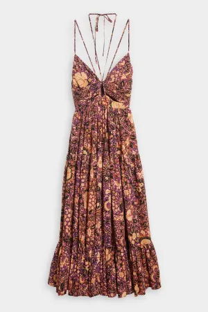 Phoebe Midi Dress in Black Currant
