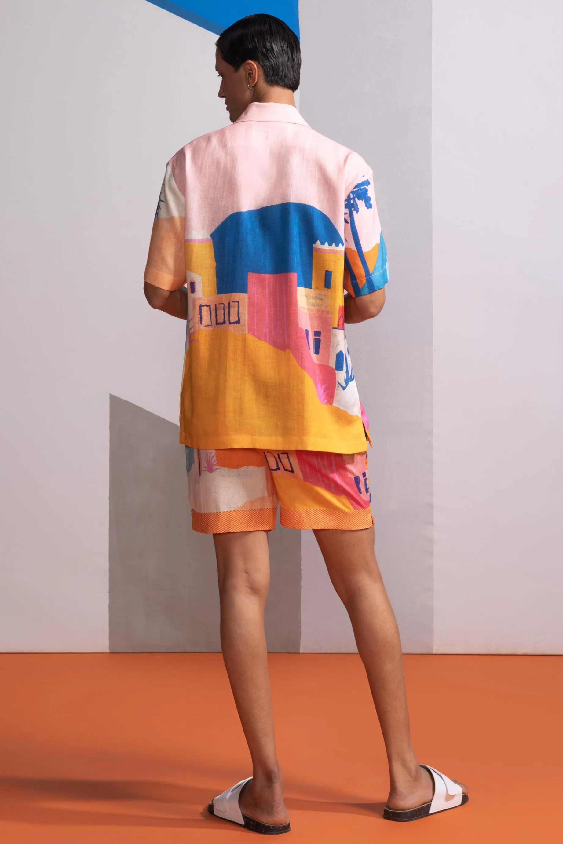 Pink cosmic city postcard polo co-ord set