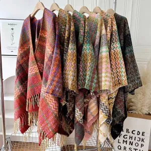 Plaid Shawl w/ Tassel