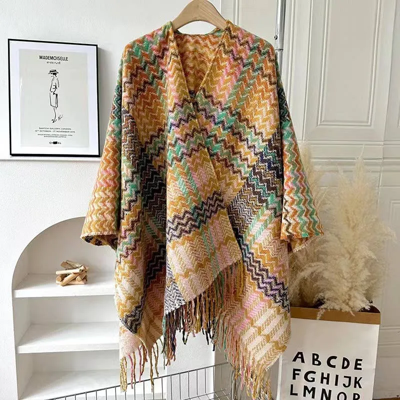 Plaid Shawl w/ Tassel