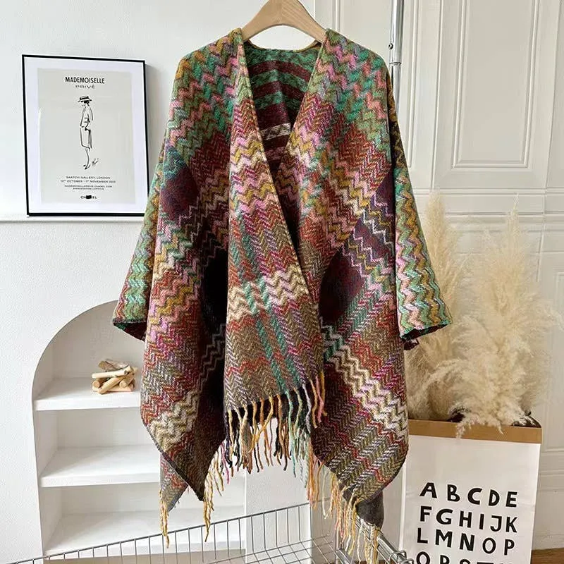 Plaid Shawl w/ Tassel