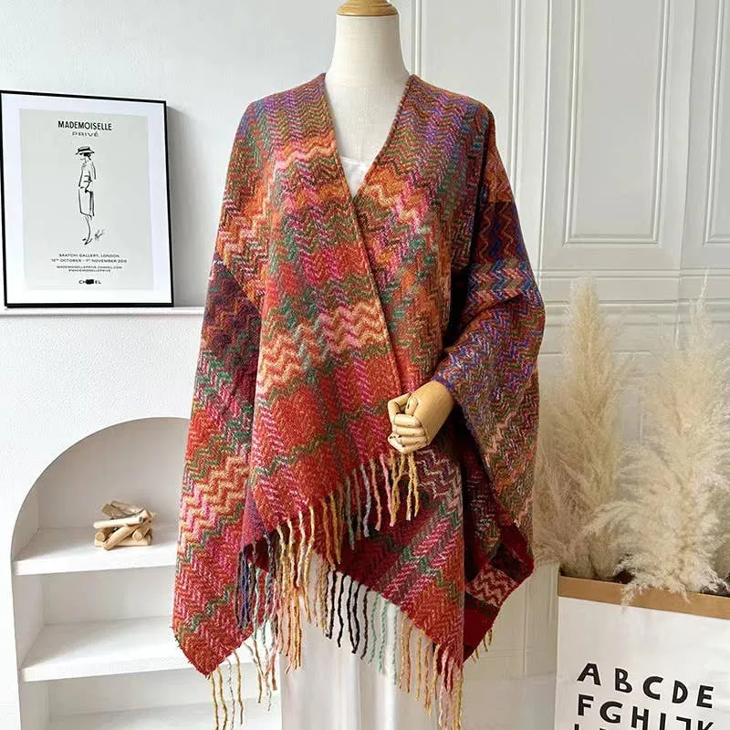 Plaid Shawl w/ Tassel