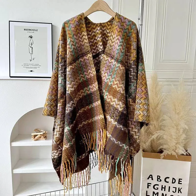 Plaid Shawl w/ Tassel