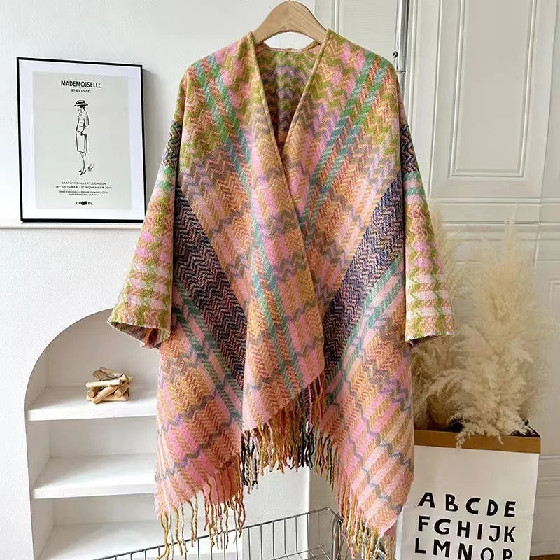 Plaid Shawl w/ Tassel