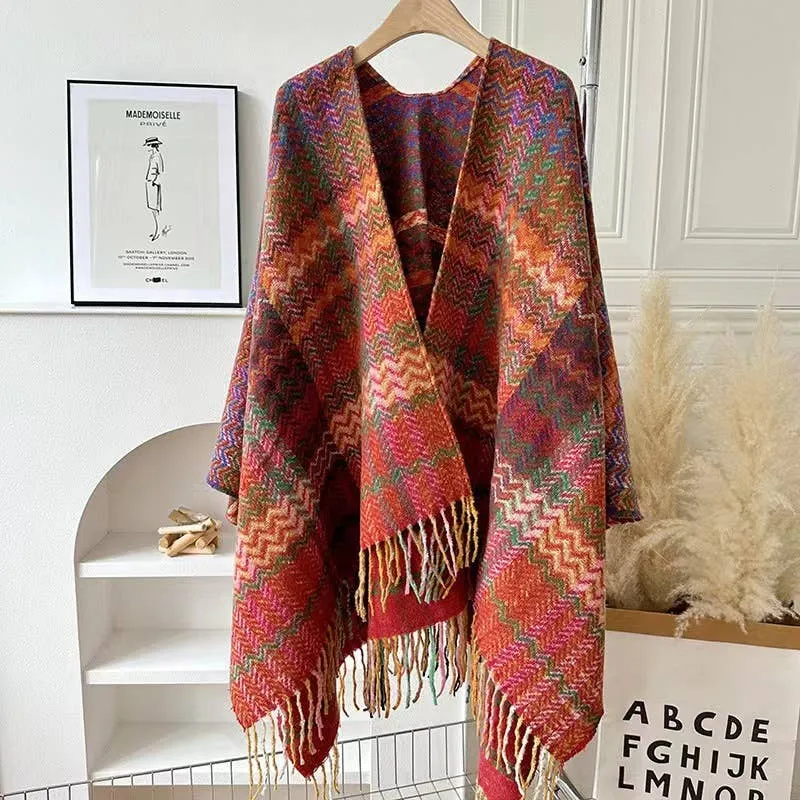 Plaid Shawl w/ Tassel