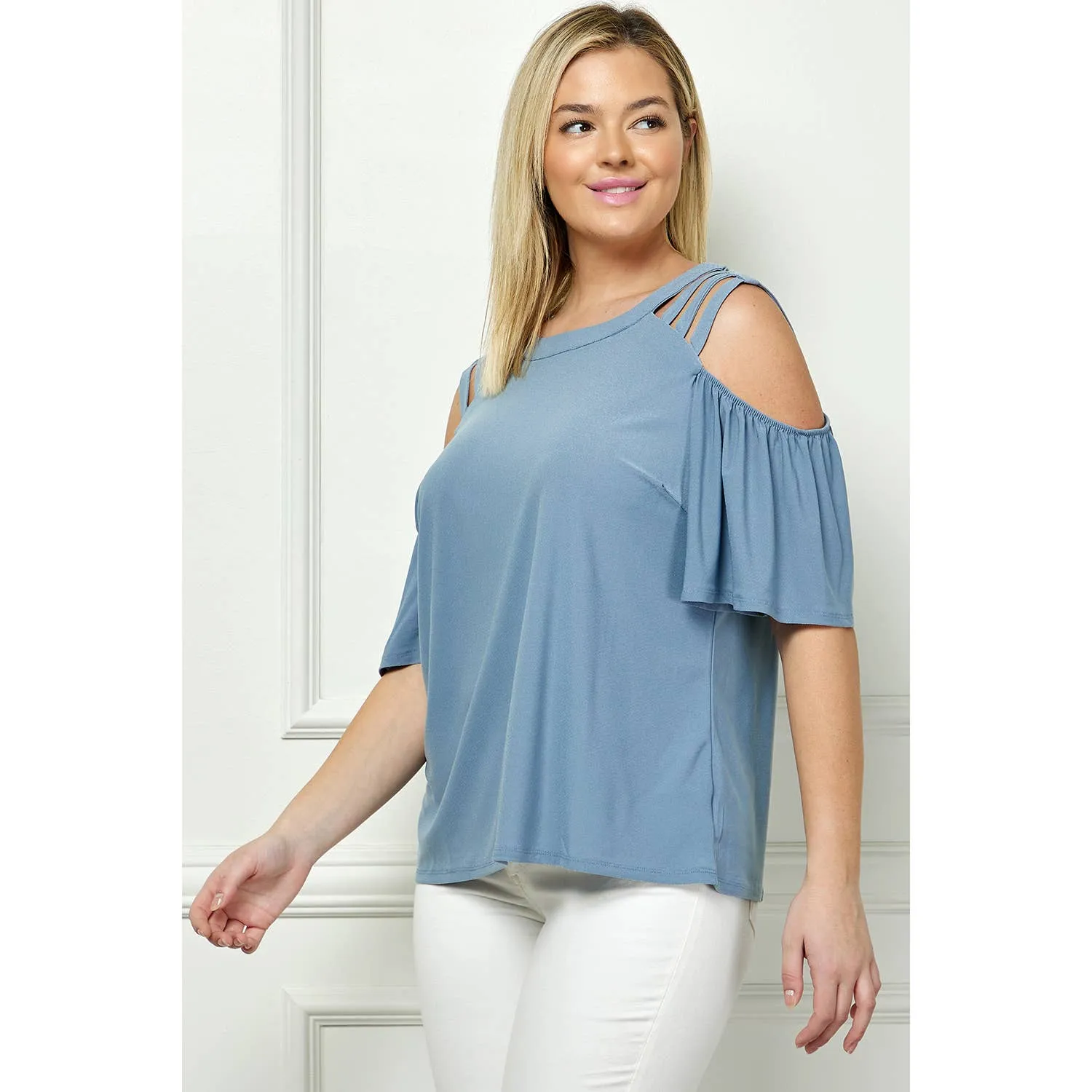Plus Size Cage Cold Shoulder Top