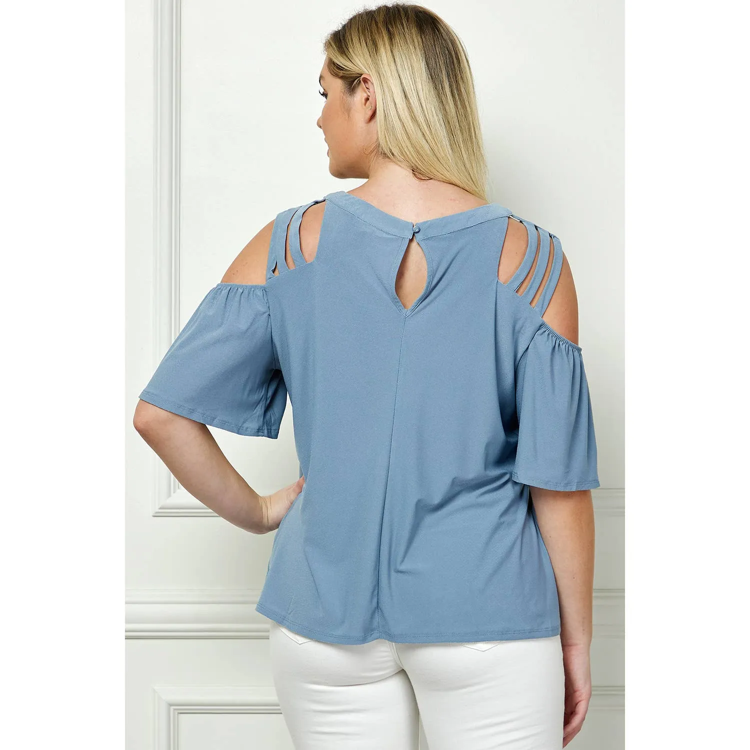 Plus Size Cage Cold Shoulder Top