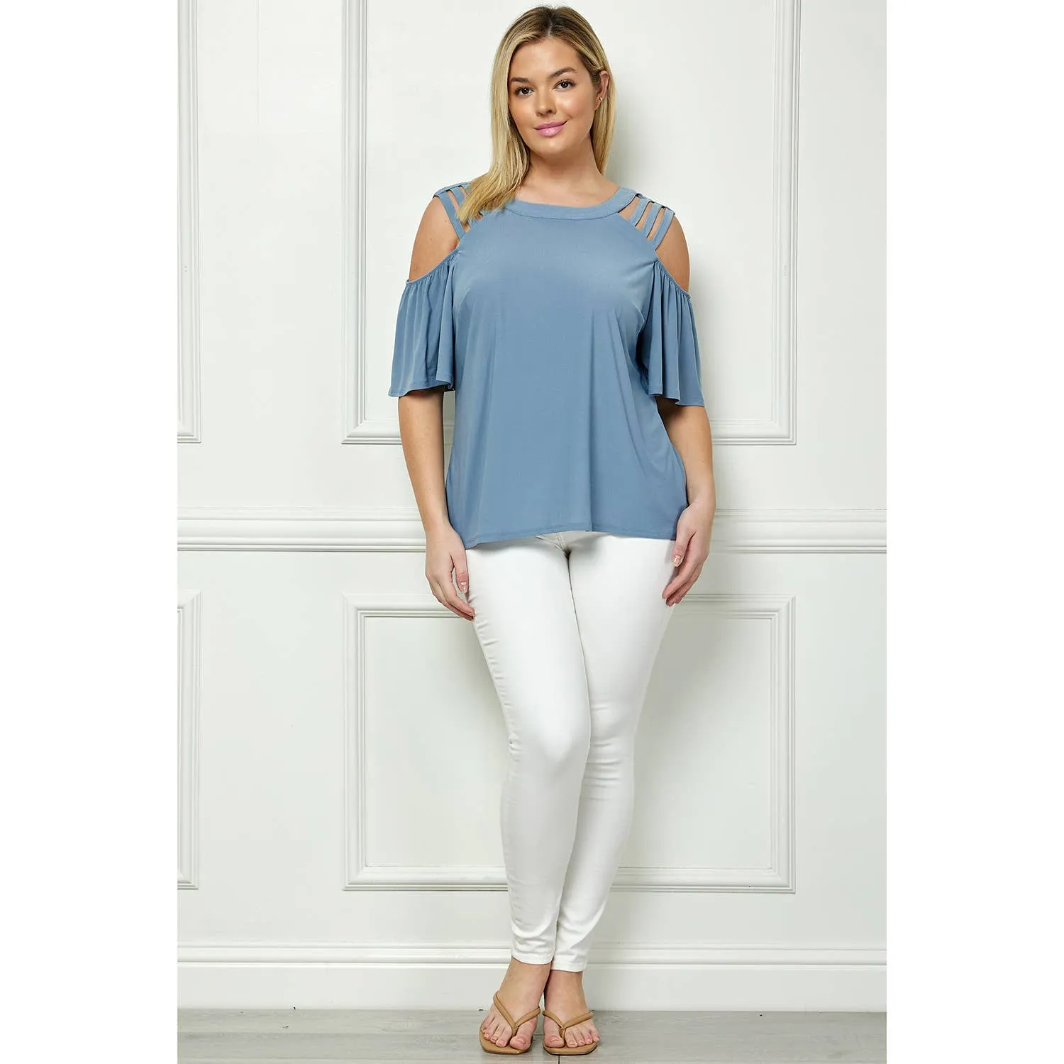 Plus Size Cage Cold Shoulder Top
