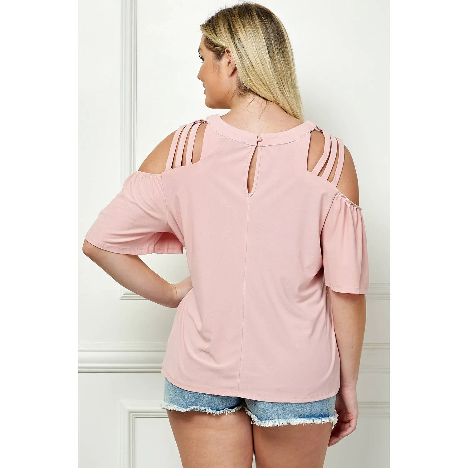 Plus Size Cage Cold Shoulder Top