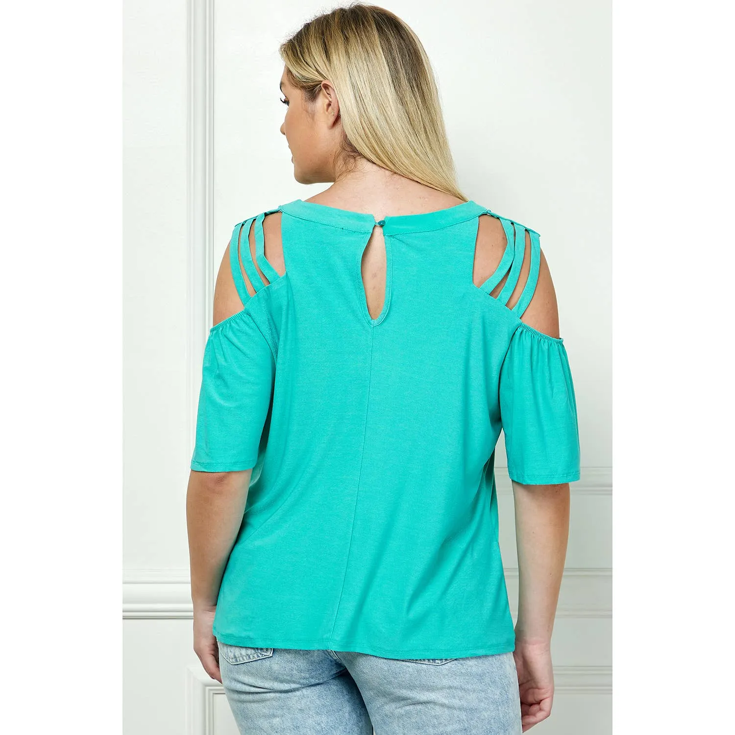Plus Size Cage Cold Shoulder Top