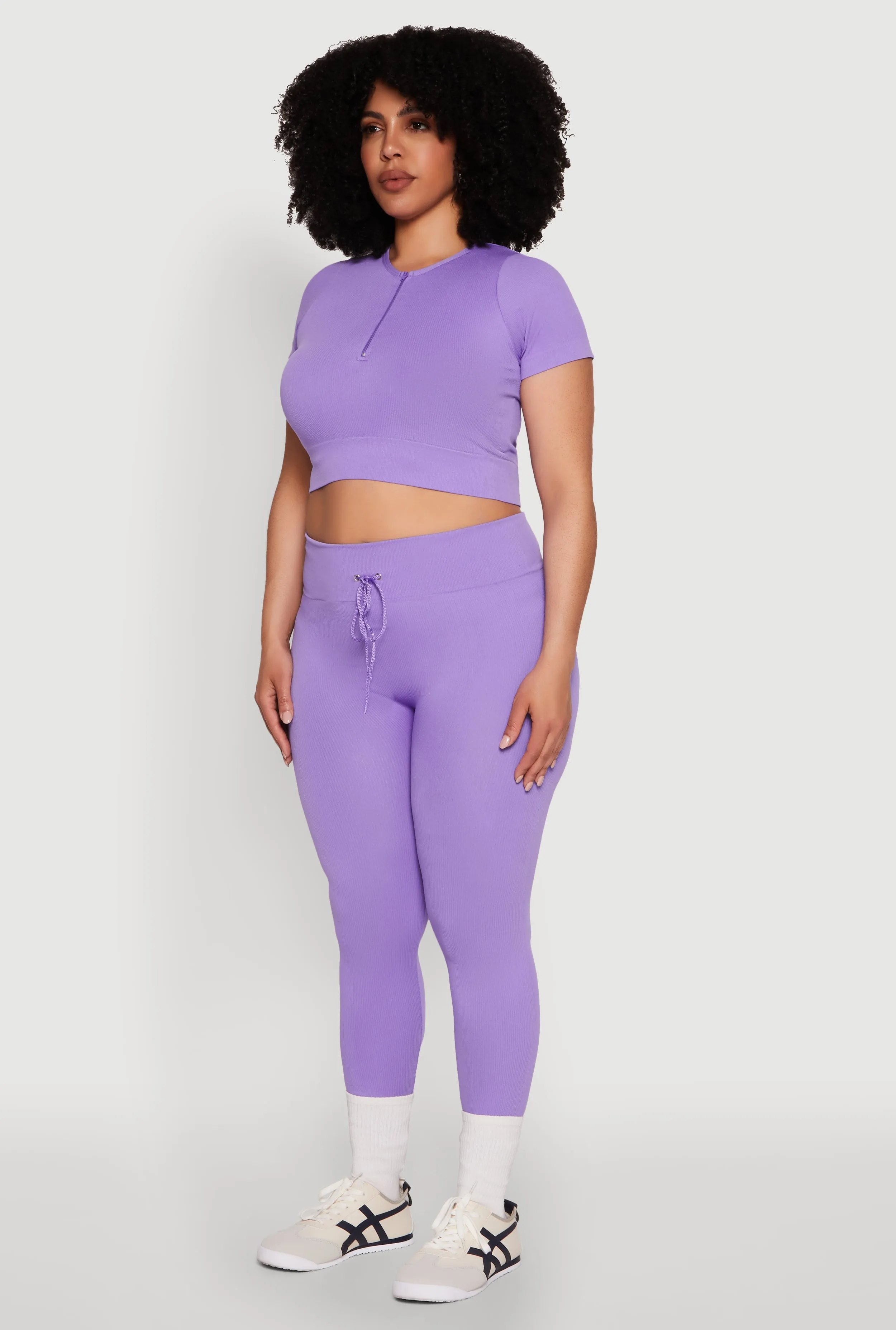 Plus Size Seamless Zip Front Crop Top