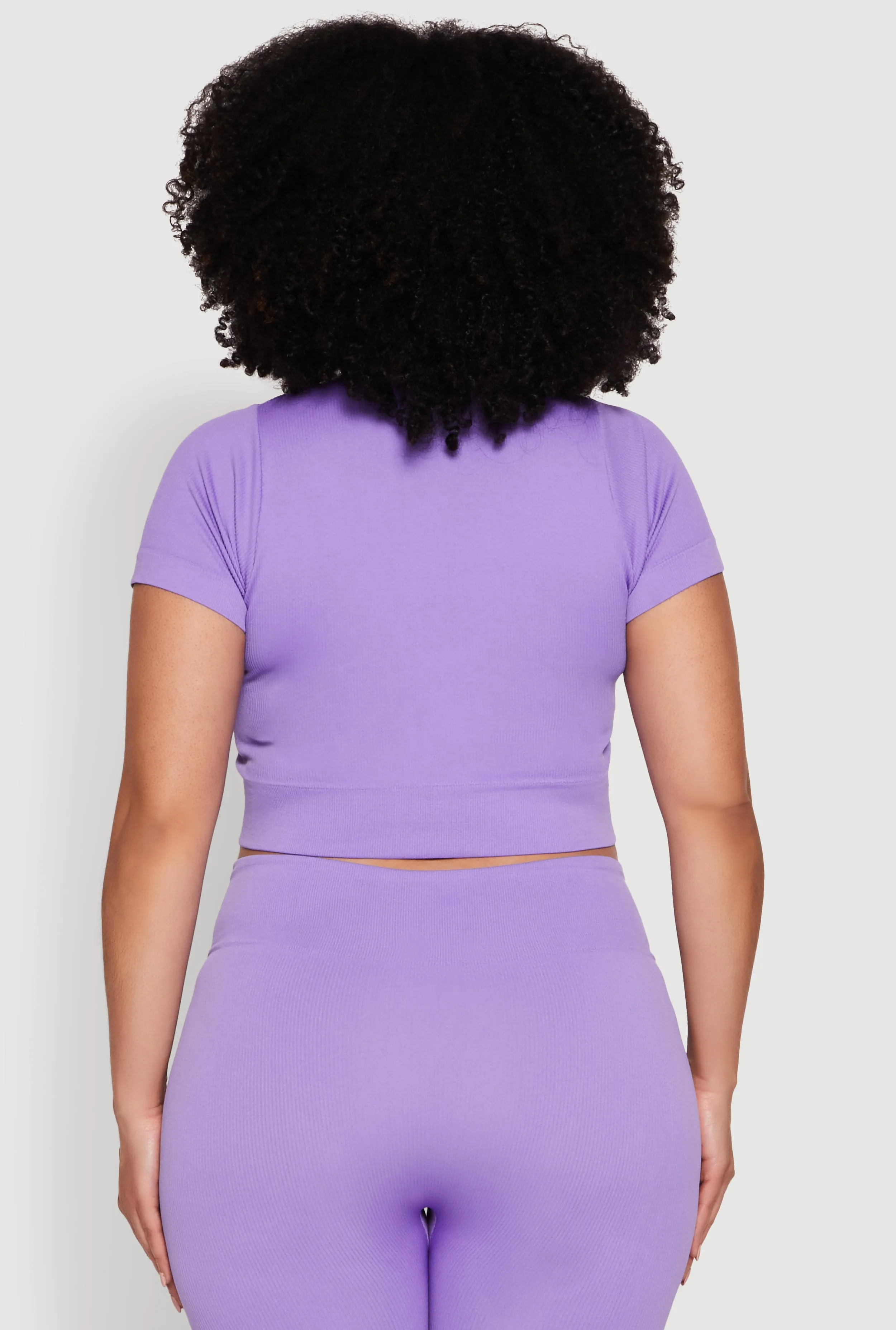 Plus Size Seamless Zip Front Crop Top