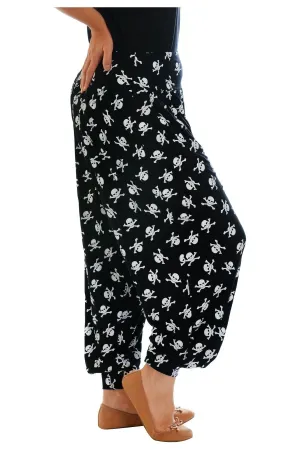Plus Size Skull Bones Print Harem Trousers