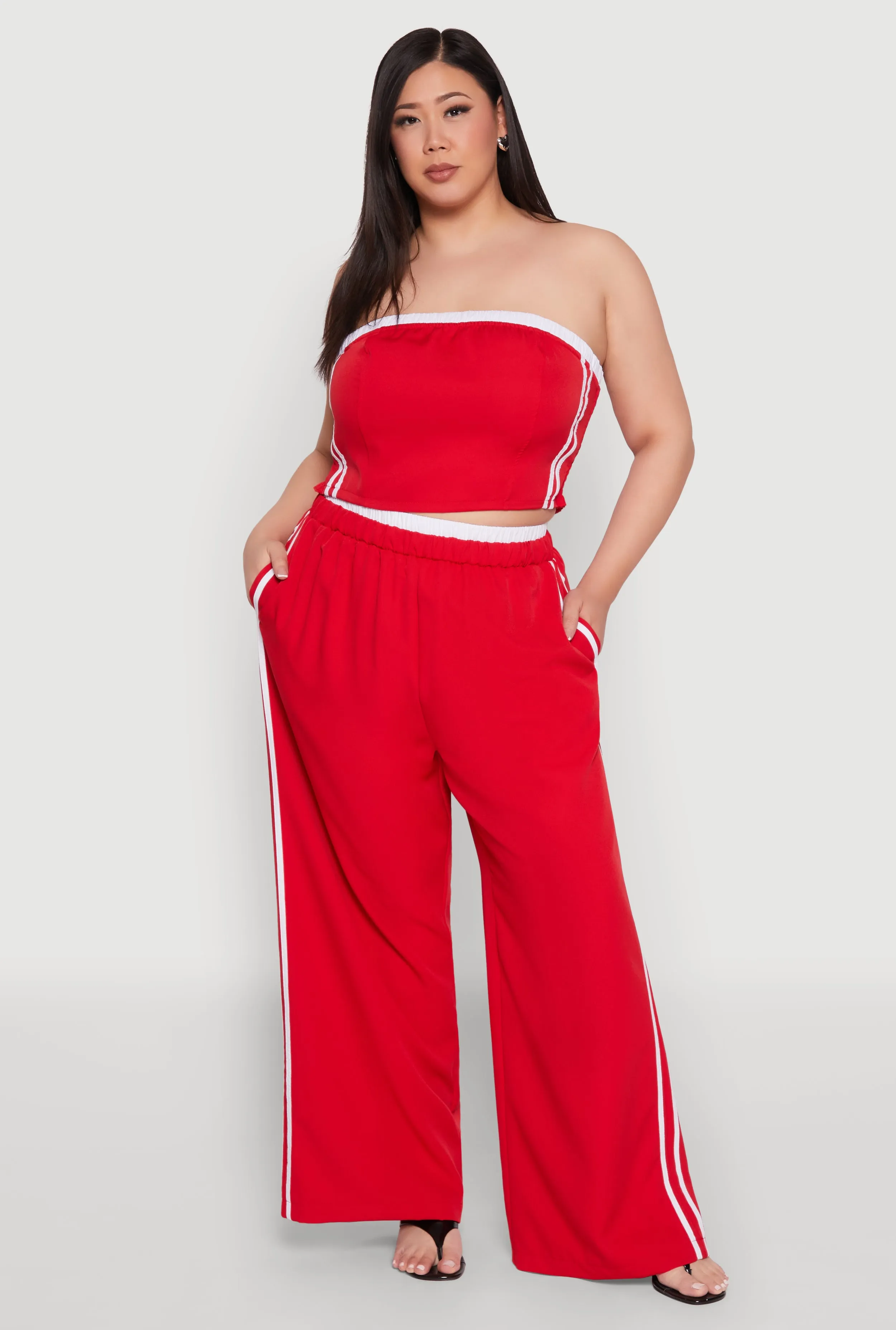 Plus Size Varsity Stripe Tube Top