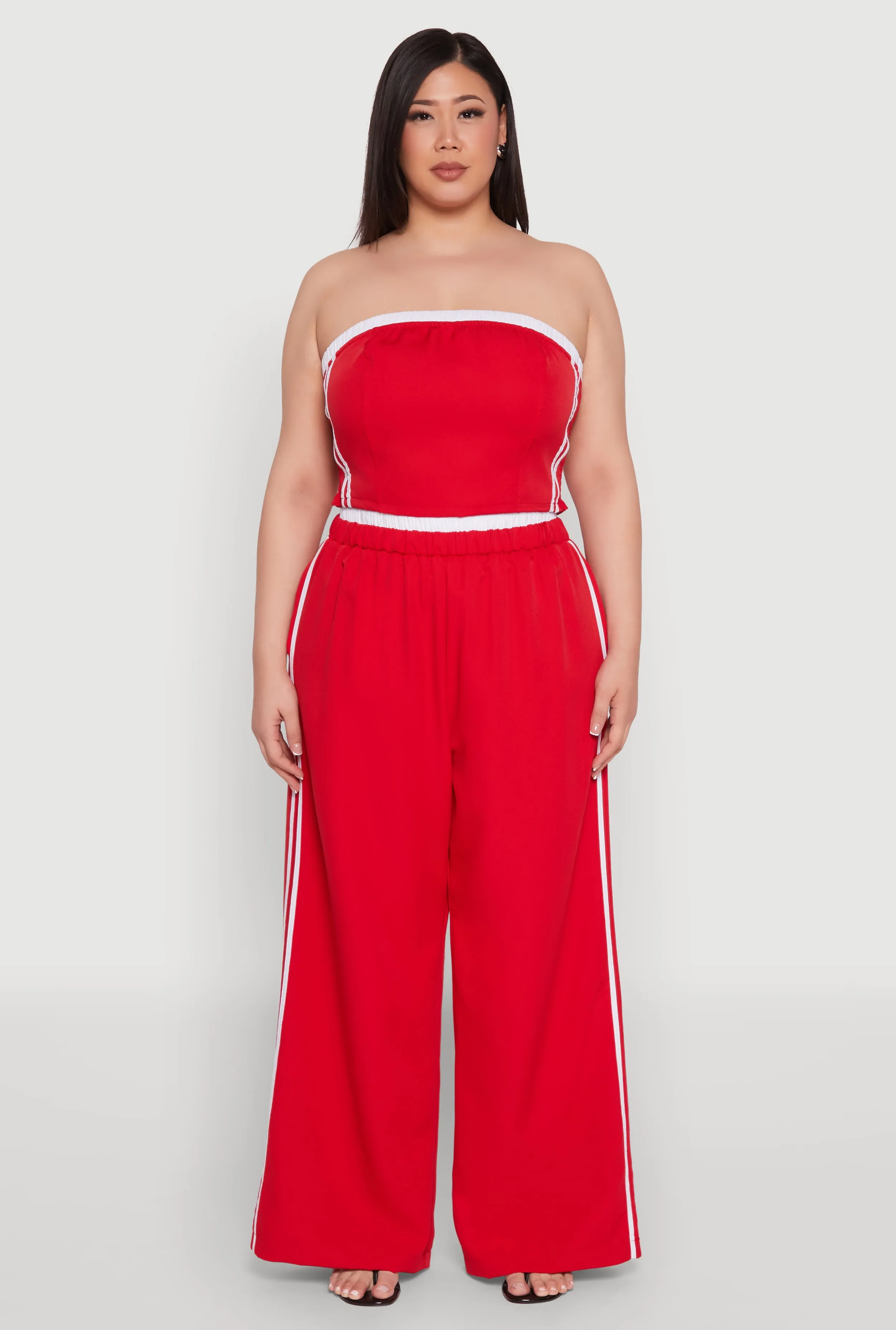 Plus Size Varsity Stripe Tube Top