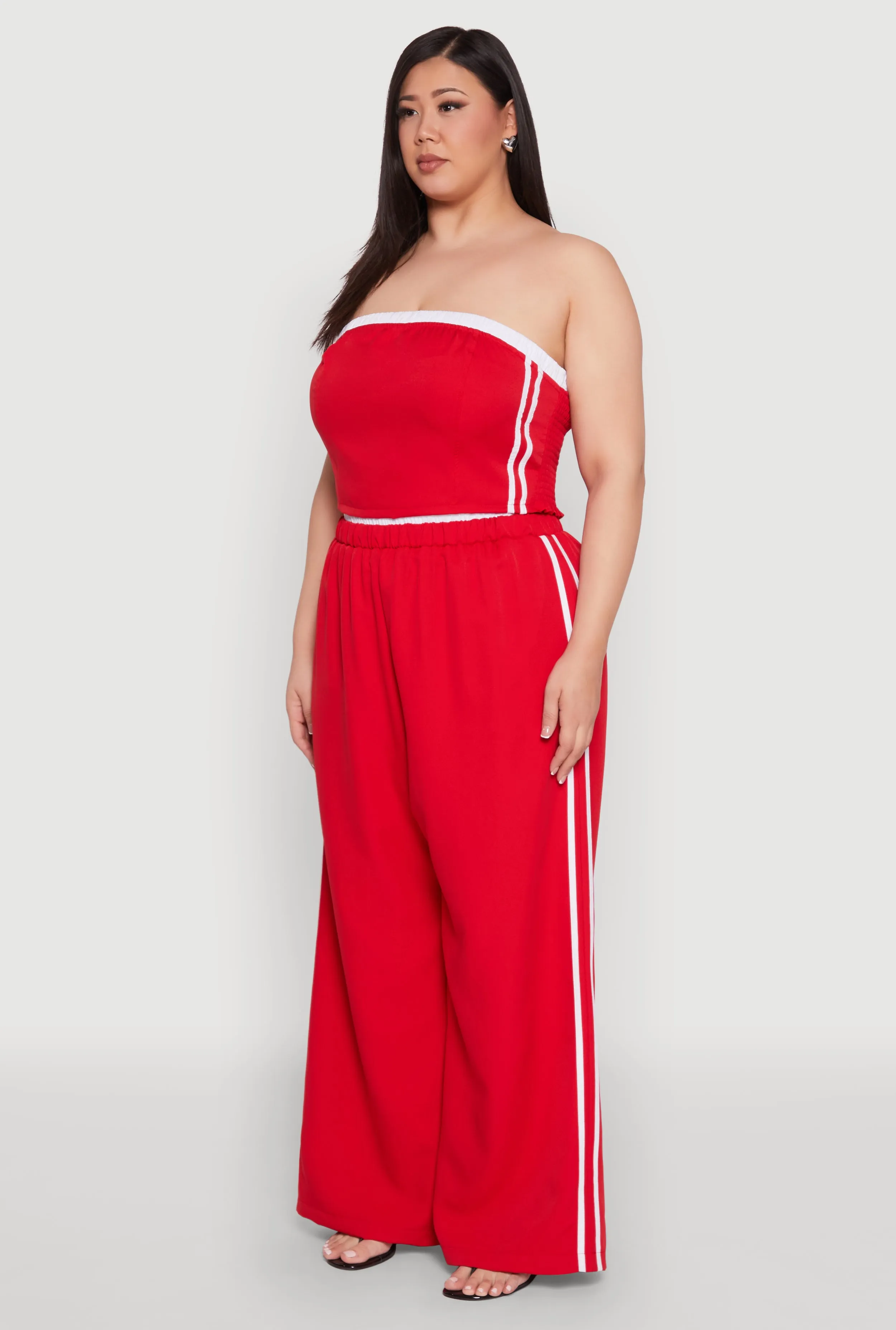 Plus Size Varsity Stripe Tube Top