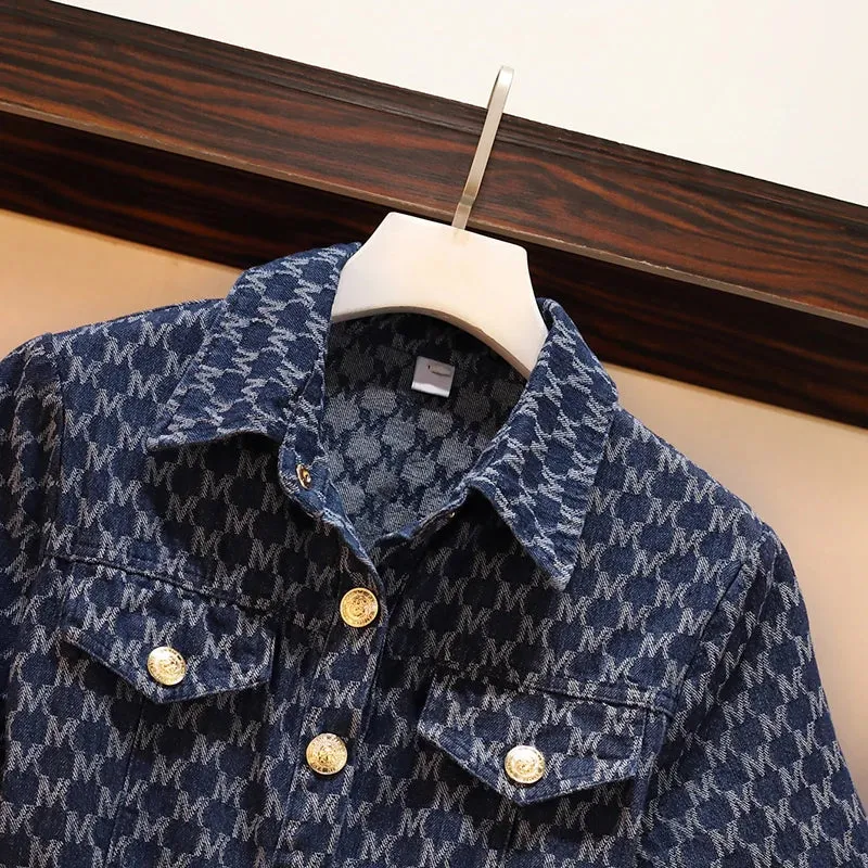 Print Single-breasted Denim Dress