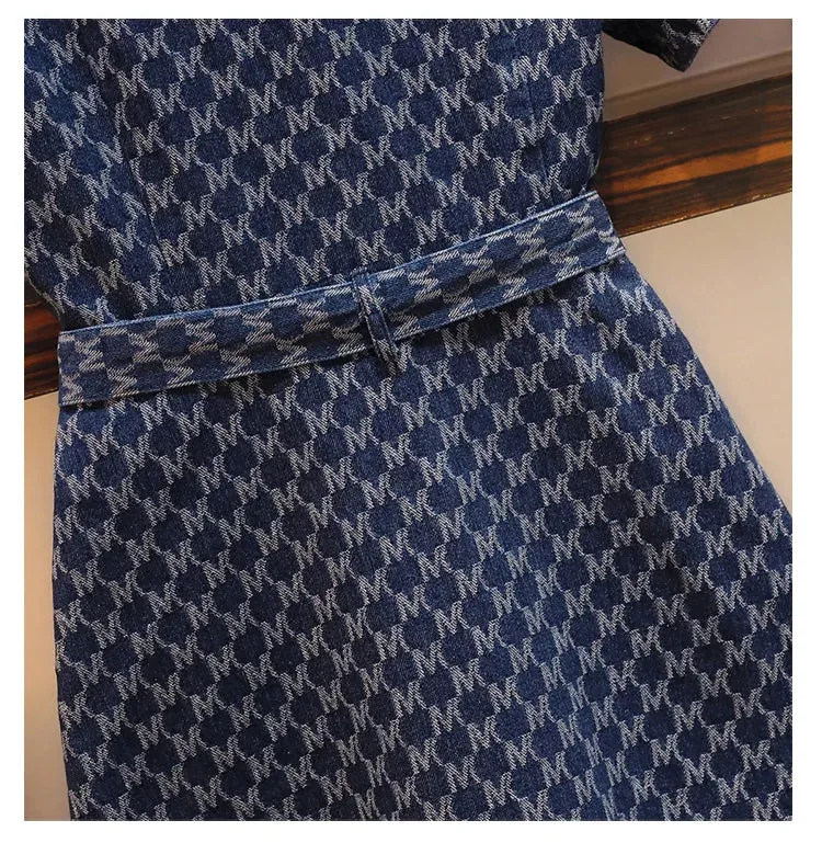 Print Single-breasted Denim Dress